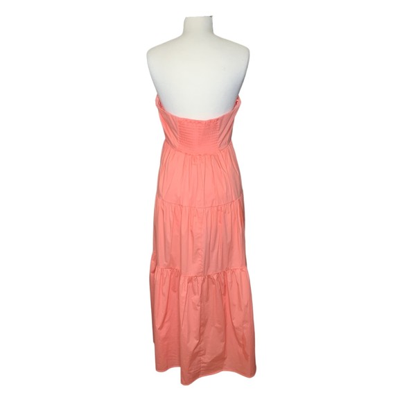 NWT STAUD Strapless Midi Length Elroy Dress in Grapefruit Size XL Tiered Skirt - Picture 4 of 12